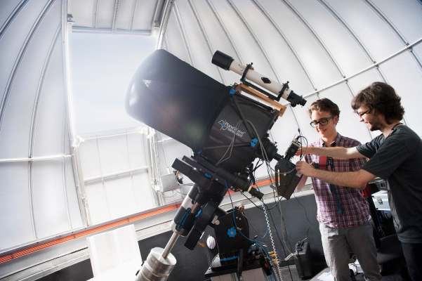 students in the observatory